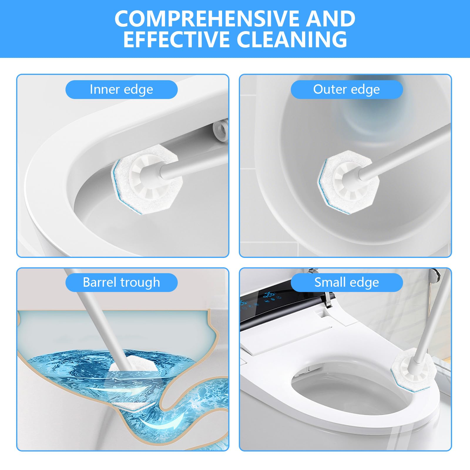 50 Pcs Toilet Bowl Wand Refills for Clorox, Upgraded Octagon Disposable Replacement Heads Compatible with Clorox Toilet Wand for Bathroom Cleaning