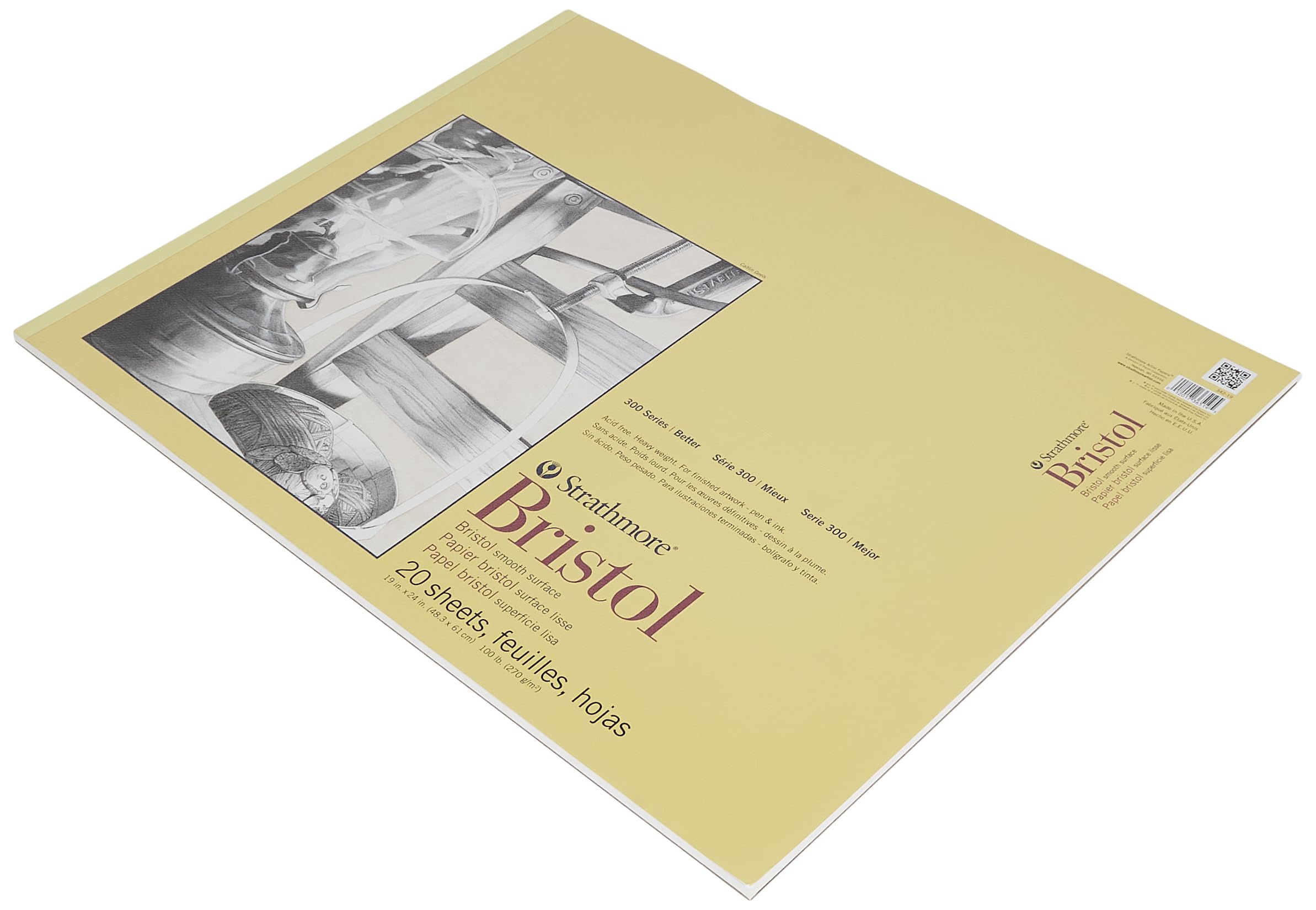 Strathmore 300 Series Bristol Smooth Pad, 19"x24" Tape Bound, 20 Sheets