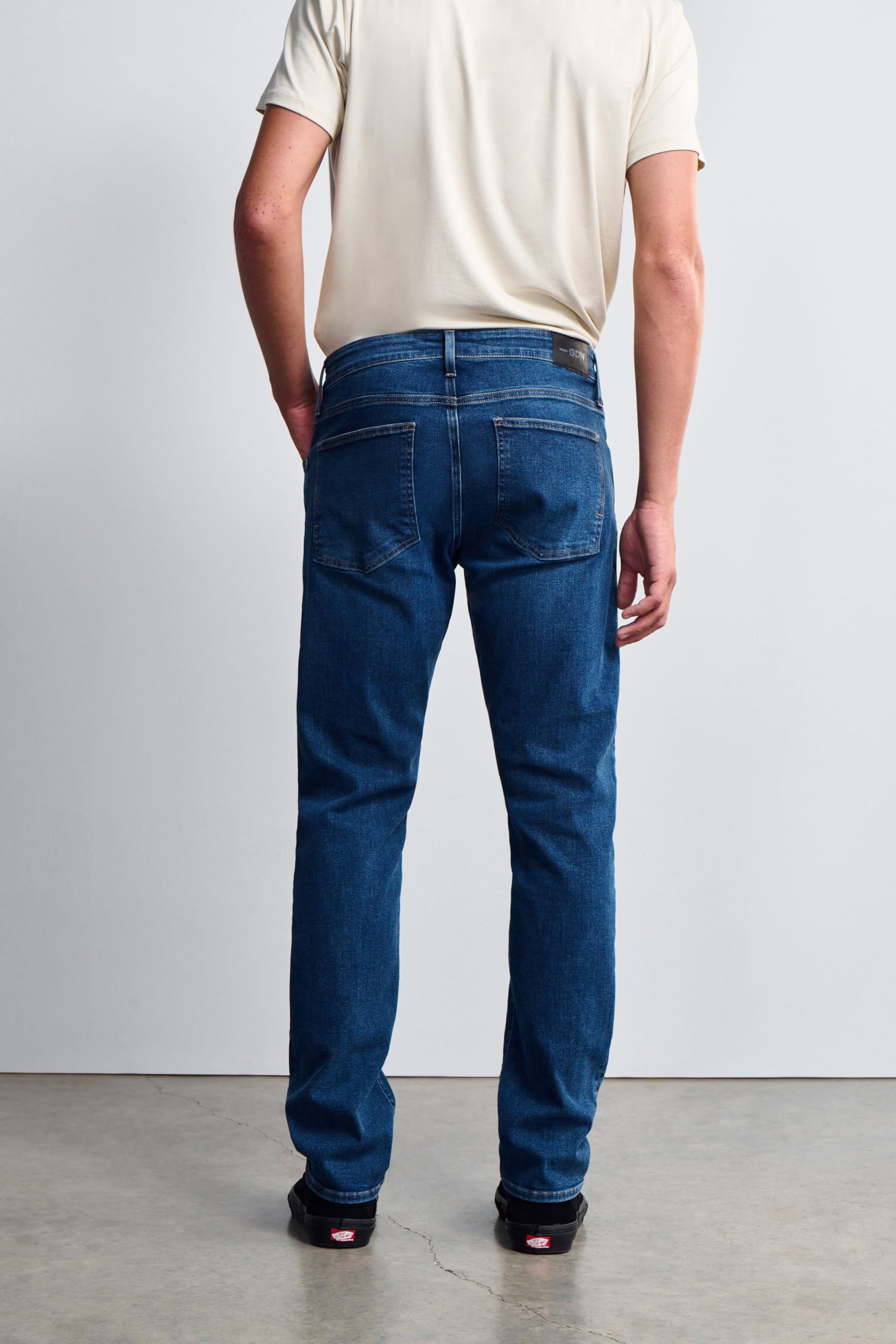 General Denim Works Ride Men's Regular Rise Slim Leg Jeans, Dark Brushed Denim, 34x30