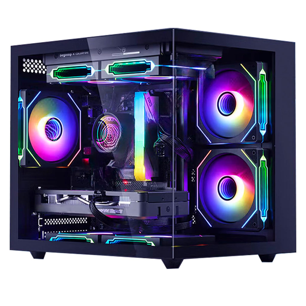 suevery Prebuilt Gaming Desktop Computer | 16G DDR4 RAM | 512G SSD | AMD Ryzen5 6Cores 3.6G Up to 4.1G | RX 560 4G Graphics Card | Wi-Fi 6 | Gamer PC Black