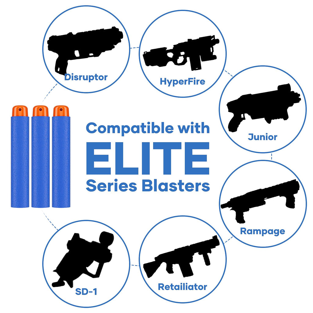 Pokiiulk Refill Darts 150 Pcs Bullets Ammo - Compatible with Nerf Guns N-Strike Elite Series - Refill Darts Premium Foam Bullets Pack for Boys Party Favors(Blue)