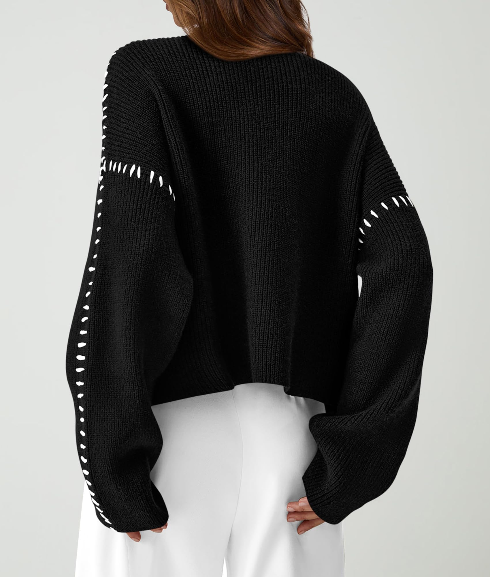 PRETTYGARDEN Women's Chunky Knit Sweaters 2026 Fall Long Sleeve Mock Neck Oversized Pullover Tops Winter Fashion Clothes (Black,Medium)