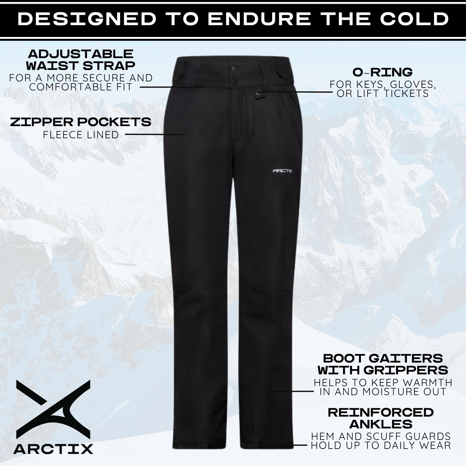 Arctix Women's Insulated Snow Pants, Black, Small Short