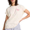 Victoria's Secret Pink Women's Oversized Campus Cotton T-Shirt, Winter White, (XS)