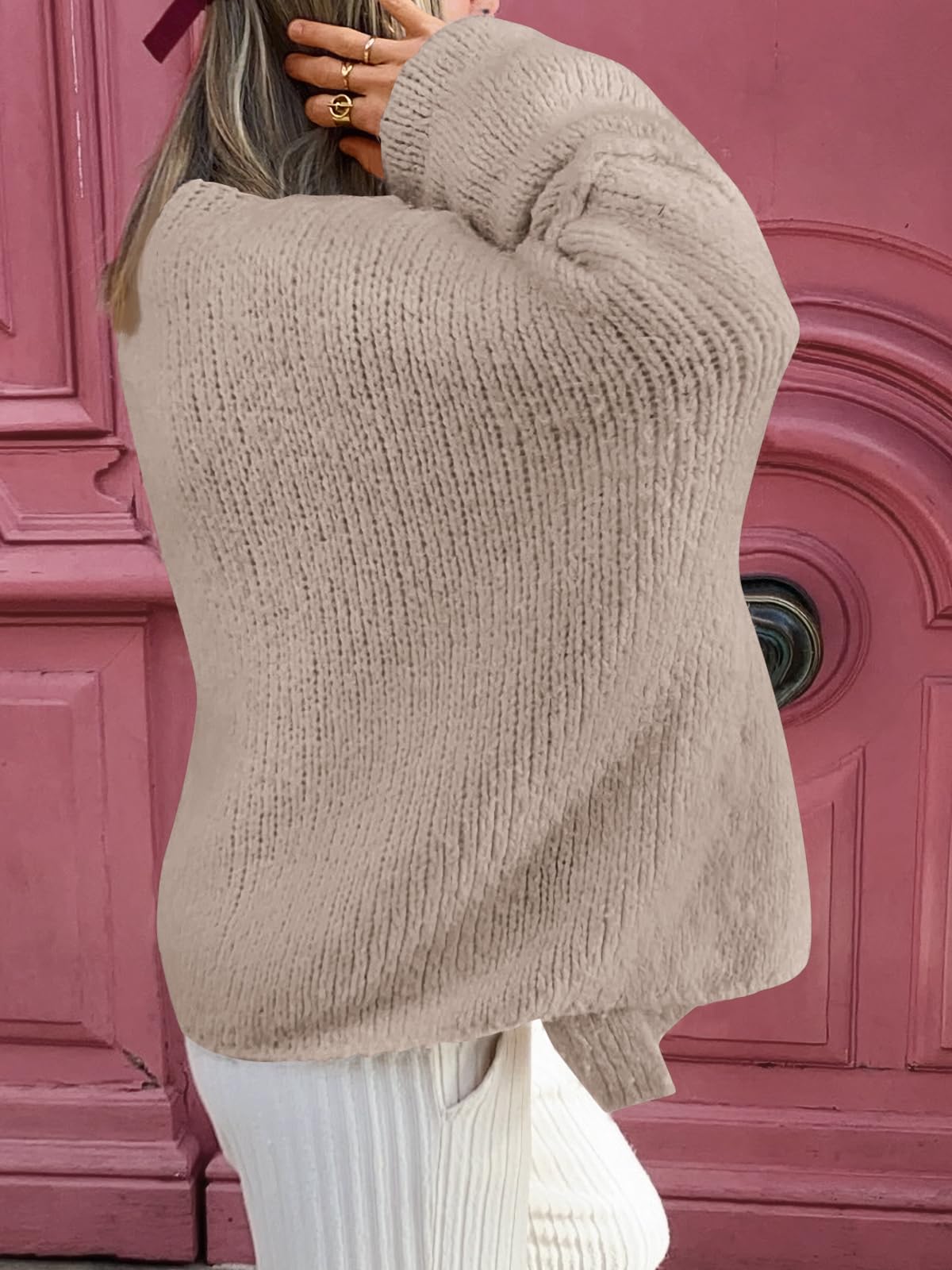 LILLUSORY Chunky Cardigan Sweaters for Women Oversized Long Trendy Early Fall Outfits Fashion Cozy 2025 Winter Clothing Grey Beige S