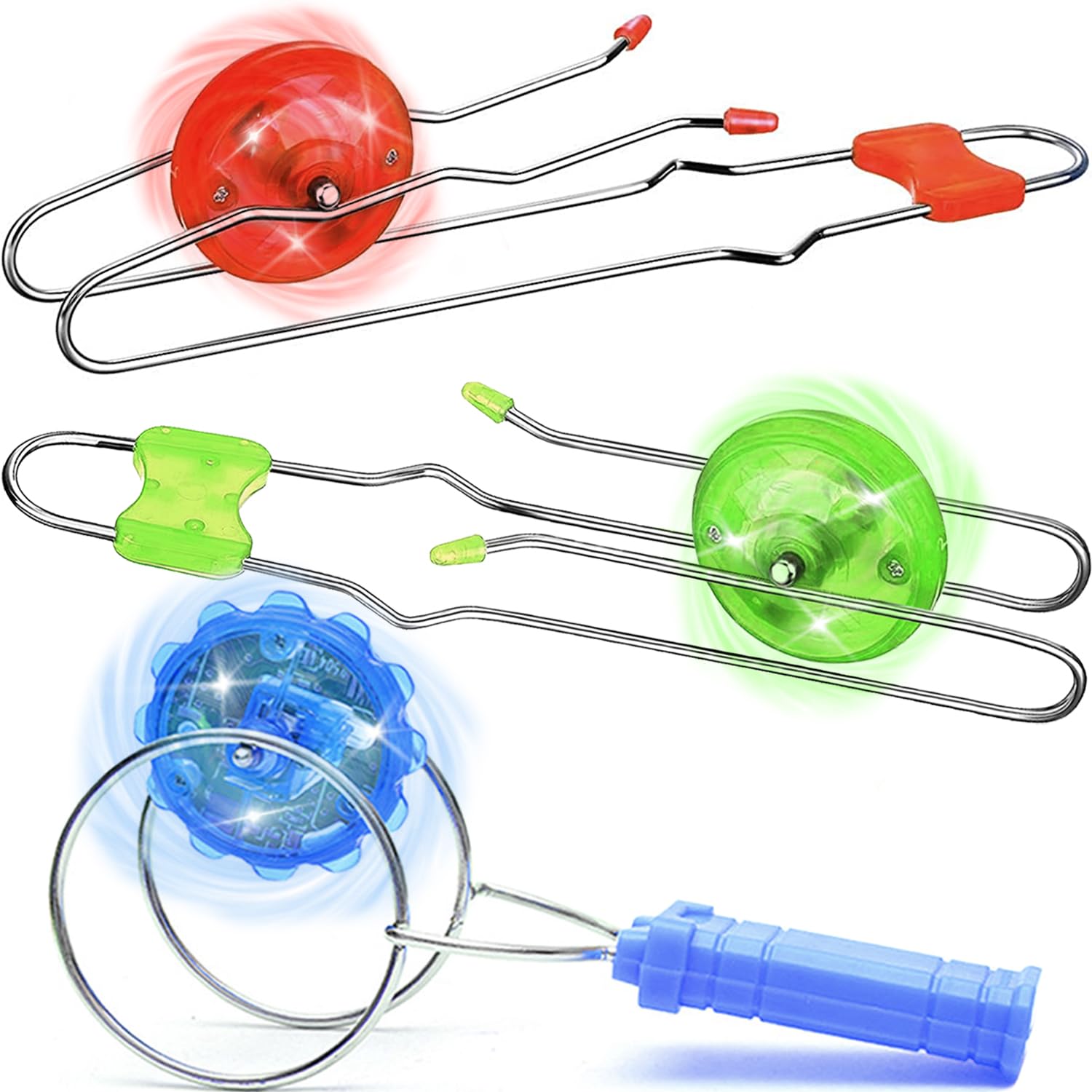Stocking Stuffers for Kids Toys Boys 3pcs Light Up Gyro Wheel Toy Birthday Gifts for Men, Magic Rail Twirler Magnetic Yoyo Spinner Sensory Fidget Toys for Kids Ages 3-5-7 4-8-12 Year Old Boys & Adults