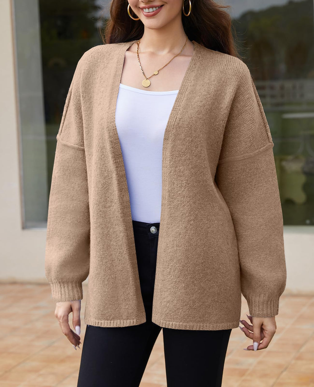 UNCLECAT Oversized Cardigan Sweaters for Women - 2025 Open Front Chunky Knit Long Sleeve Loose Fall Coats Camel