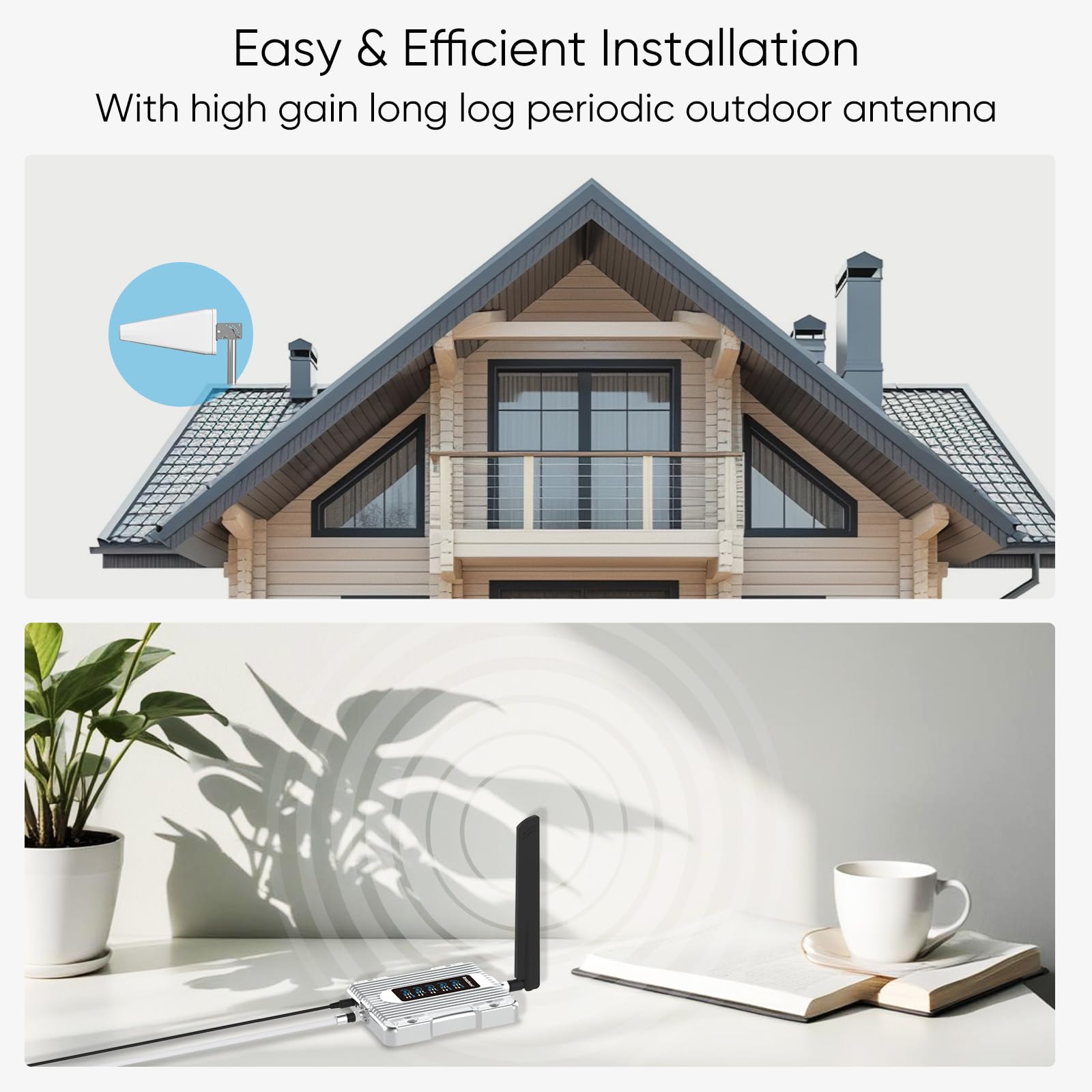 Cell Phone Booster with Smart LCD Display, 5G Compatible for All U.S. Carriers, Signal Booster up to 5,000 sq ft, FCC Approved
