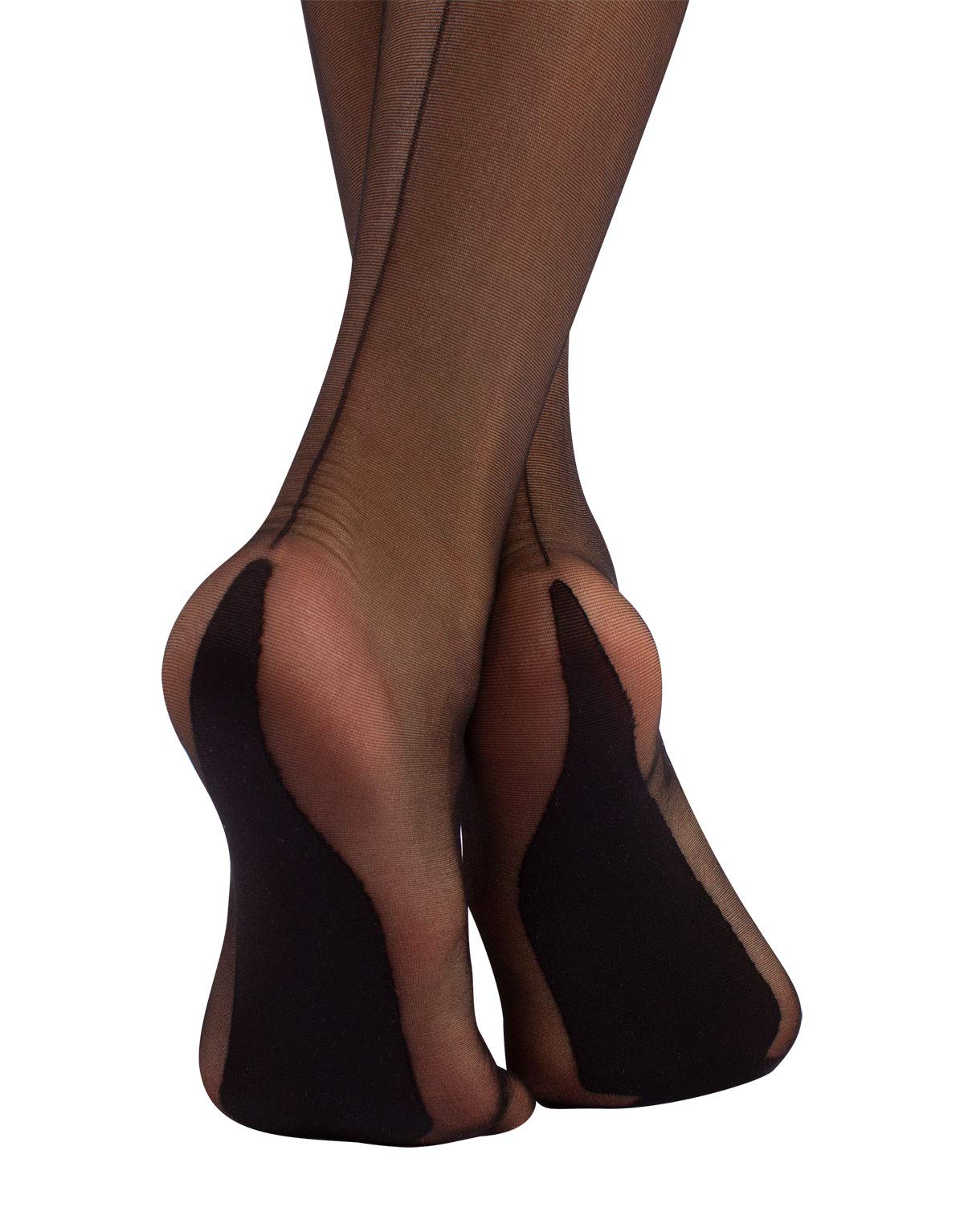 CALZITALY Sheer Hold Ups with Back Seam 15 DEN, Black, S to 4XL, Made in Italy (M/L)