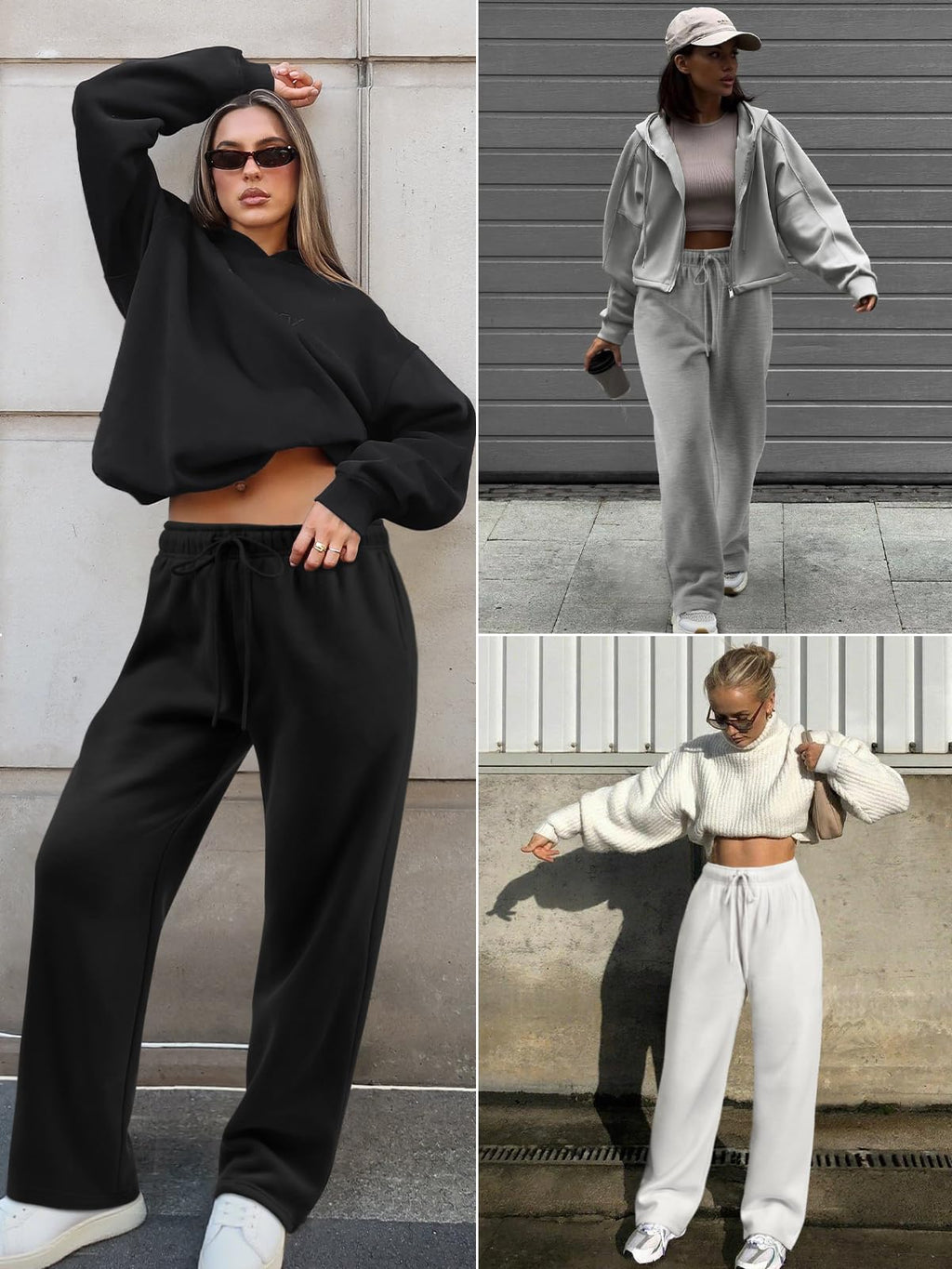 ATHMILE Women 2026 Fall Fleece Lined Sweatpants Petite Baggy Open Bottom Halloween Pants Drawstring Casual Aesthetic Clothes Orange