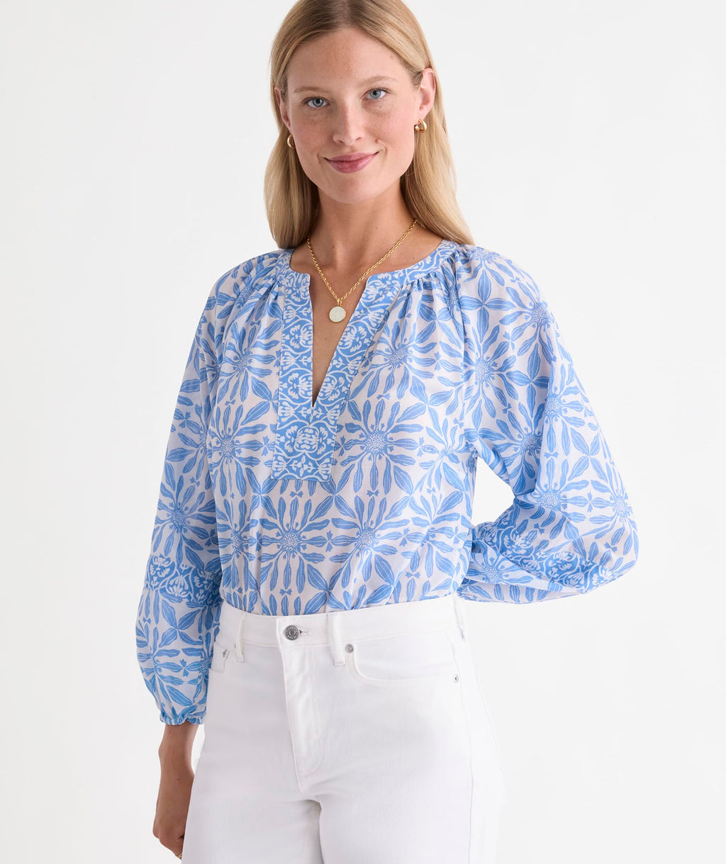 vineyard vines Emilia Top, Haven Tile Blue, XL