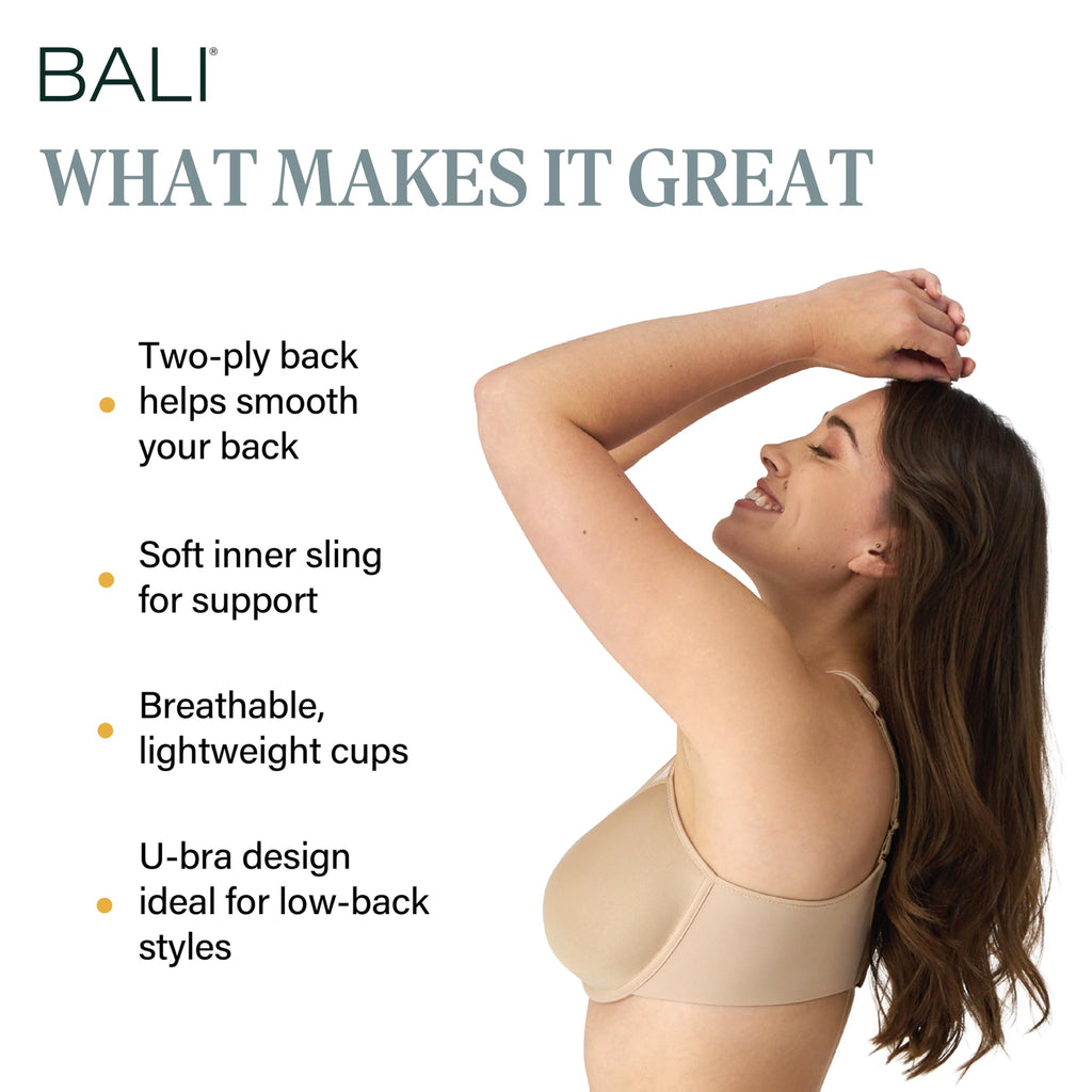 Bali Women's One Smooth U Ultra Light Illusion Neckline Underwire Bra, Nude,38C