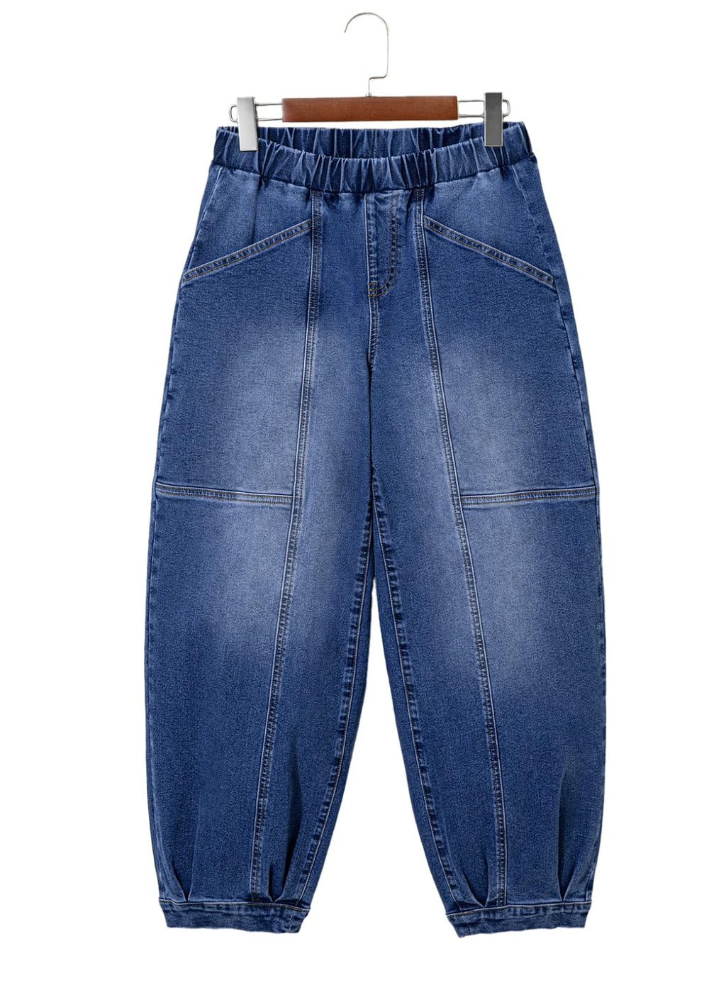 Sidefeel Mid Rise Barrel Jeans for Women Wide Leg Mid Waist Cropped Denim Pants Y2k Baggy Boyfriend Jeans with Pockets Dark Blue Size 14