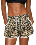 Womens Swim Beach Shorts Stretch Summer Cheetah Leopard Print Swim Trunks Swimwear Bottom M