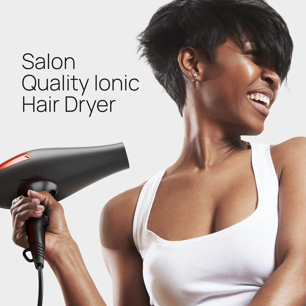 TREZORO Professional Blow Dryer for Women – Ionic Hair Dryer 2000W for Salon & Personal Use – Powerful, Fast & Quiet Drying for Curly Hair, Unwanted Frizz – Design for Travel – 8.2ft Cord – Black