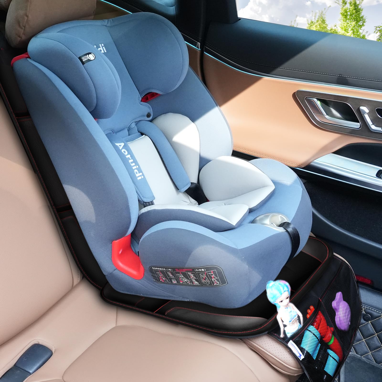 Gowhalle Car Seat Protector With Non-Slip Rubber Padded Backing, Waterproof Thickest Padding for Child Seats, No Imprint Under Baby Seat (Red-1pcs)
