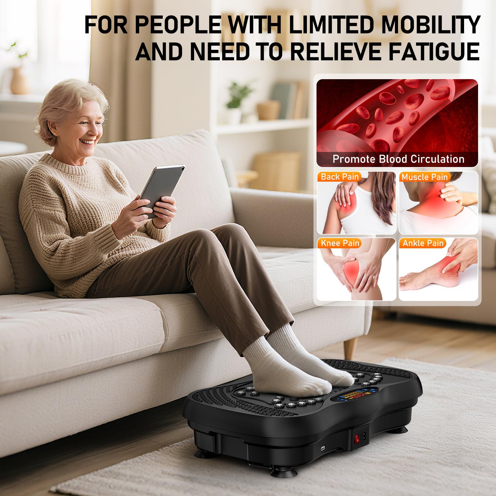 Vibration Plate Exercise Machine, 130 Levels Full Body Workout Vibrating Plate for Lymphatic Drainage Weight Loss, 450 Lbs Capacity Shake Fitness