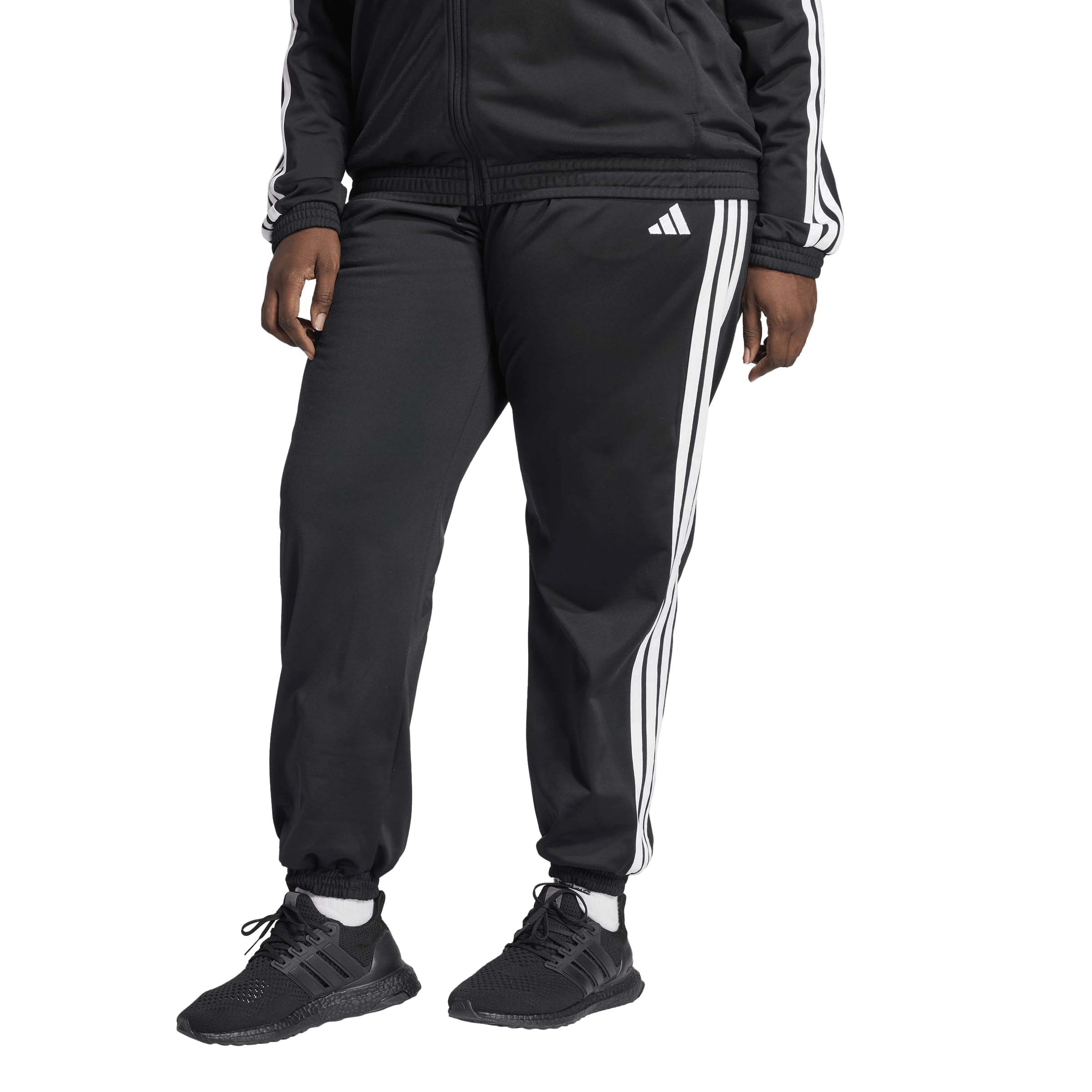 Adidas Womens Tricot 3-Stripes Track Pants, Black/White, Large