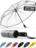 Windproof Travel Umbrella - Compact & Withstands Winds up to 85MPH, Strongest Premium Auto Folding Umbrella for Rain and Sun - Durable, Light & Portable for Women & Men, Fits Backpack & Cars