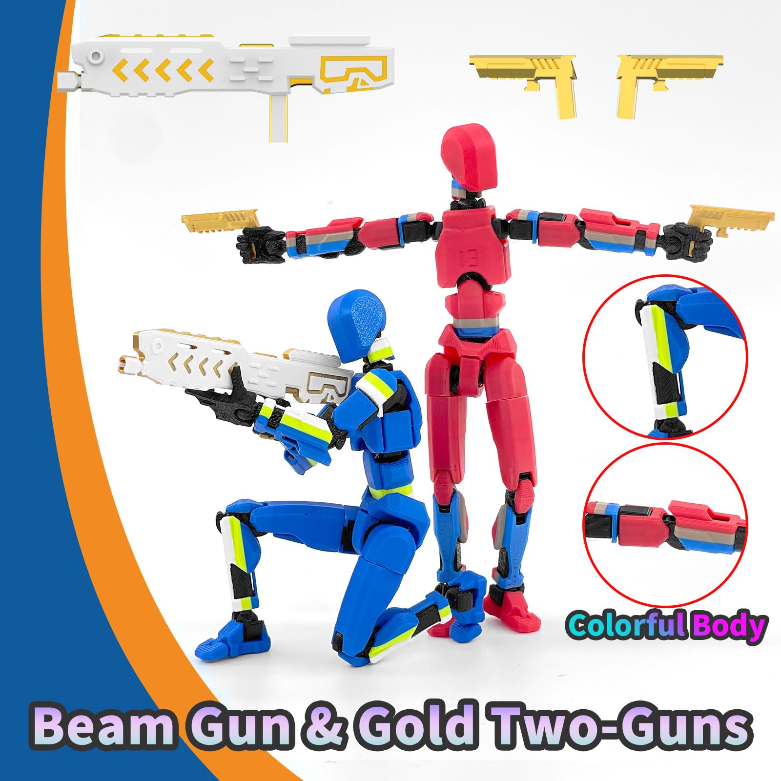 Falandi 5-Pack T13 Titan Action Figure Already Assembled, Multi-Colored Titan 13 Action Figure Set with Laser Saber 3D Printed T 13 Lucky Robo Dummy Nova 13 Action Figures, Figura de acción t13