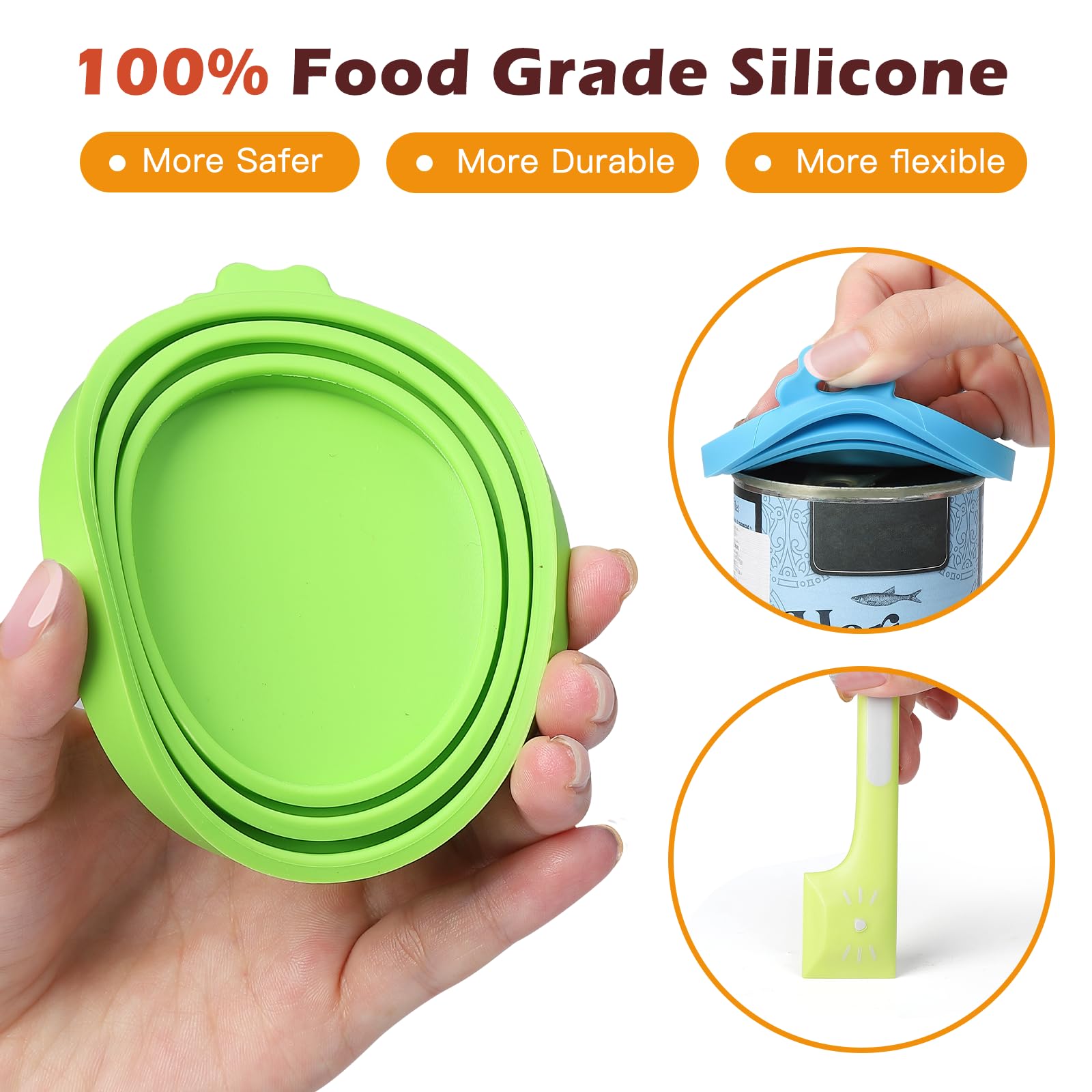 Ainvhh 8 PACK Can Lids, Pet Food Can Cover and Food Mixing Spoons Food Canned Scoop, Fits Most Standard Size Dog and Cat Can Tops for Pet Cat Dog Feeding Can and Wet Food Storage