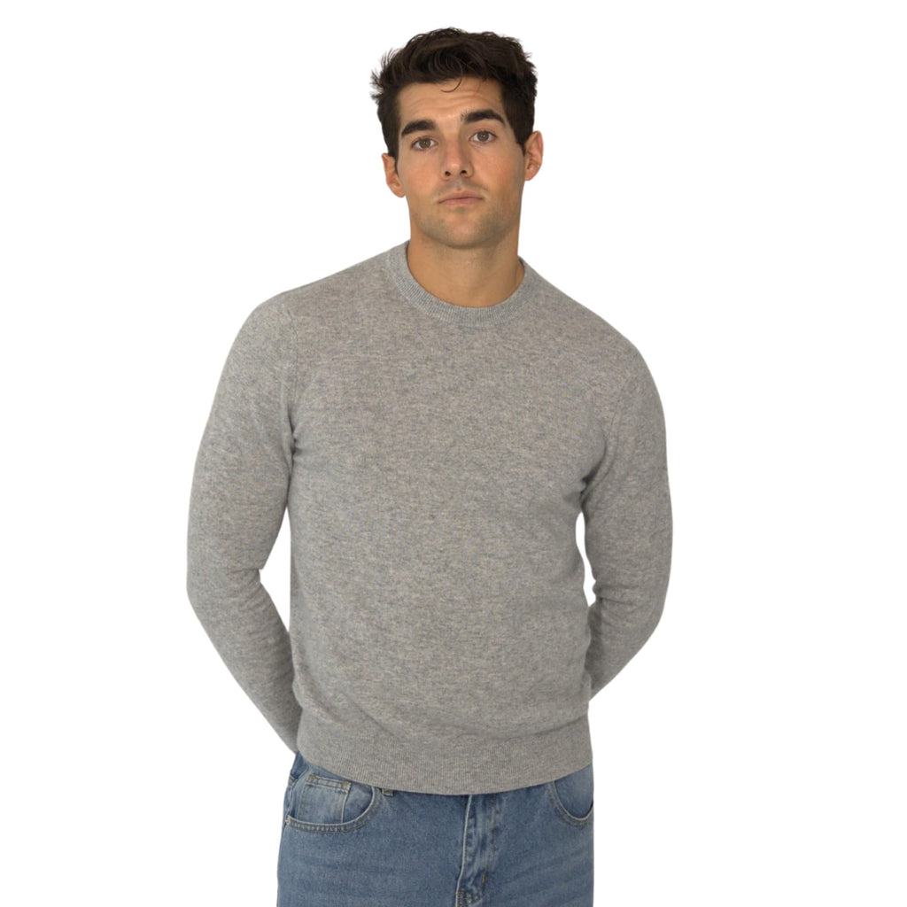 Men’s Daily Cashmere Sweater – 100% Pure Cashmere Crew Neck Pullover, Soft Lightweight Knit (US, Alpha, Medium, Regular, Regular, Grey)