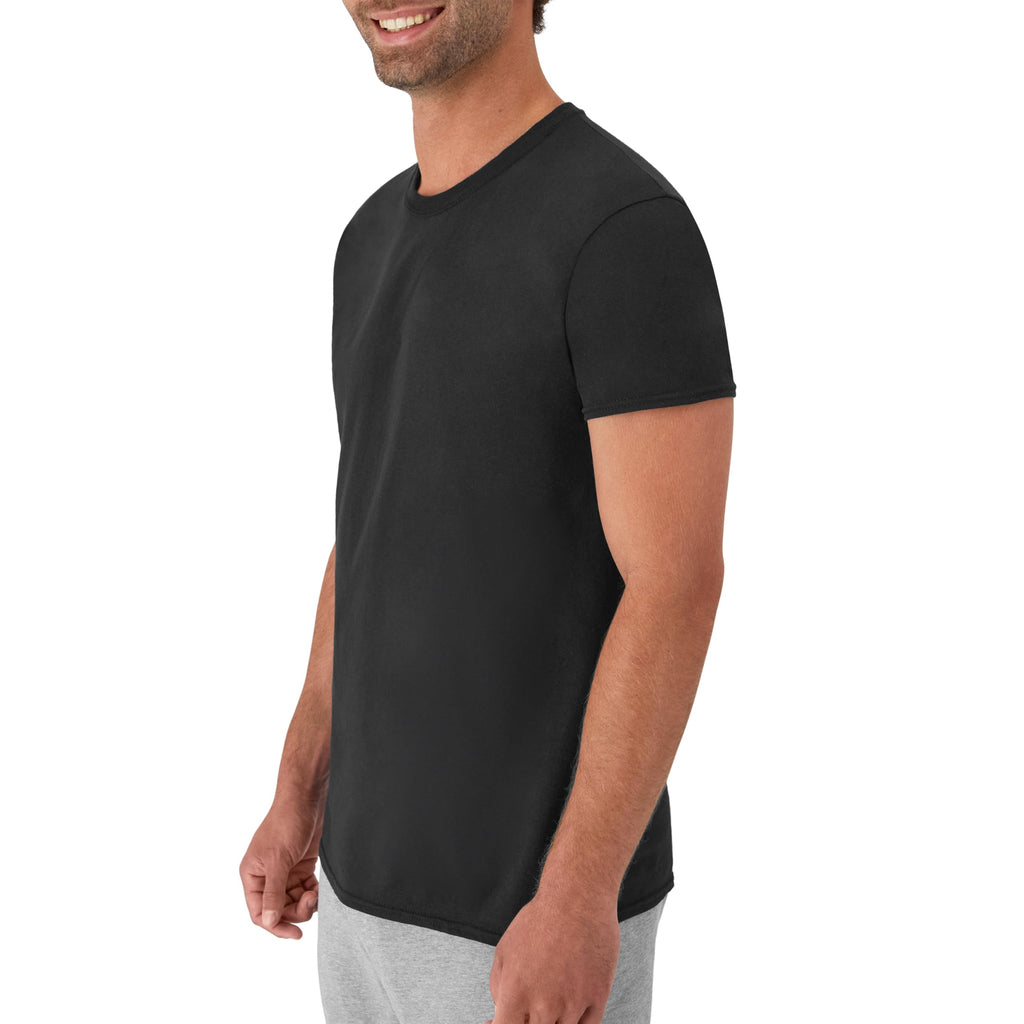 Hanes Mens Cotton, Moisture-wicking Crew Tee Undershirts, Multi-packs, Black/Grey/Blue Assorted - 6 Pack, XX-Large US