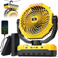 36000mAh Portable Camping Fan - 120HRS Rechargeable Fan with Detachable Battery with LED & Remote - 4 Speeds Battery Powered for Tent,Travel, Office, Jobsite
