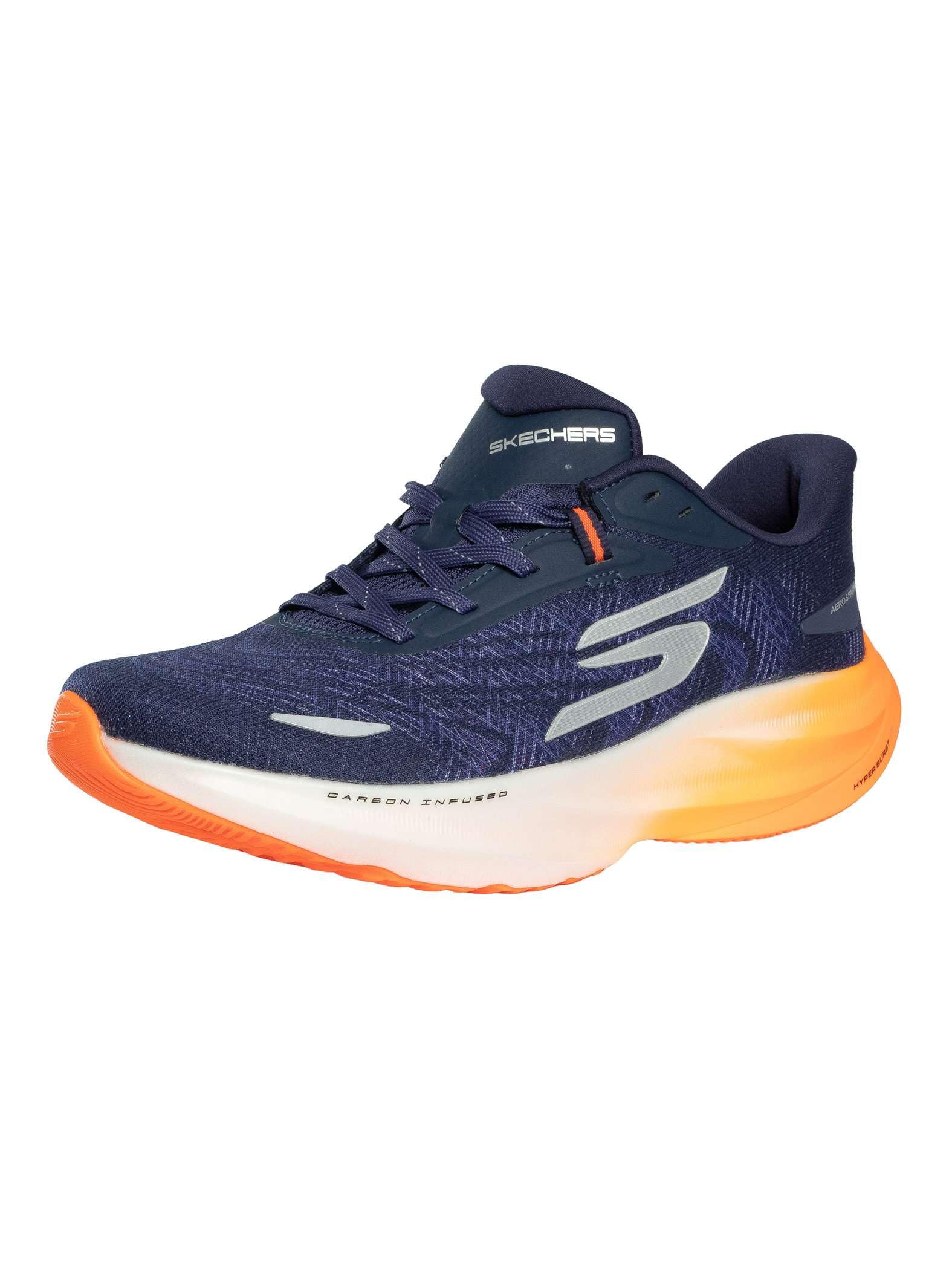 Skechers Men's Aero Spark Running Shoe, Navy/Orange, 8.5