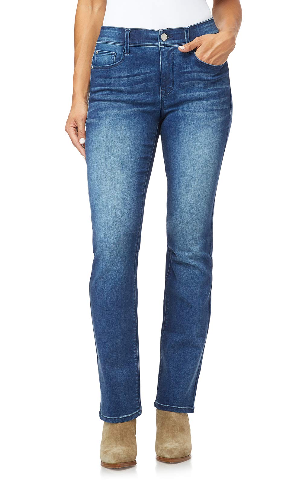 Angels Forever Young 360 Sculpt Bootcut Jeans for Women Figure Enhancing Stretch Denim, Orchard, 12