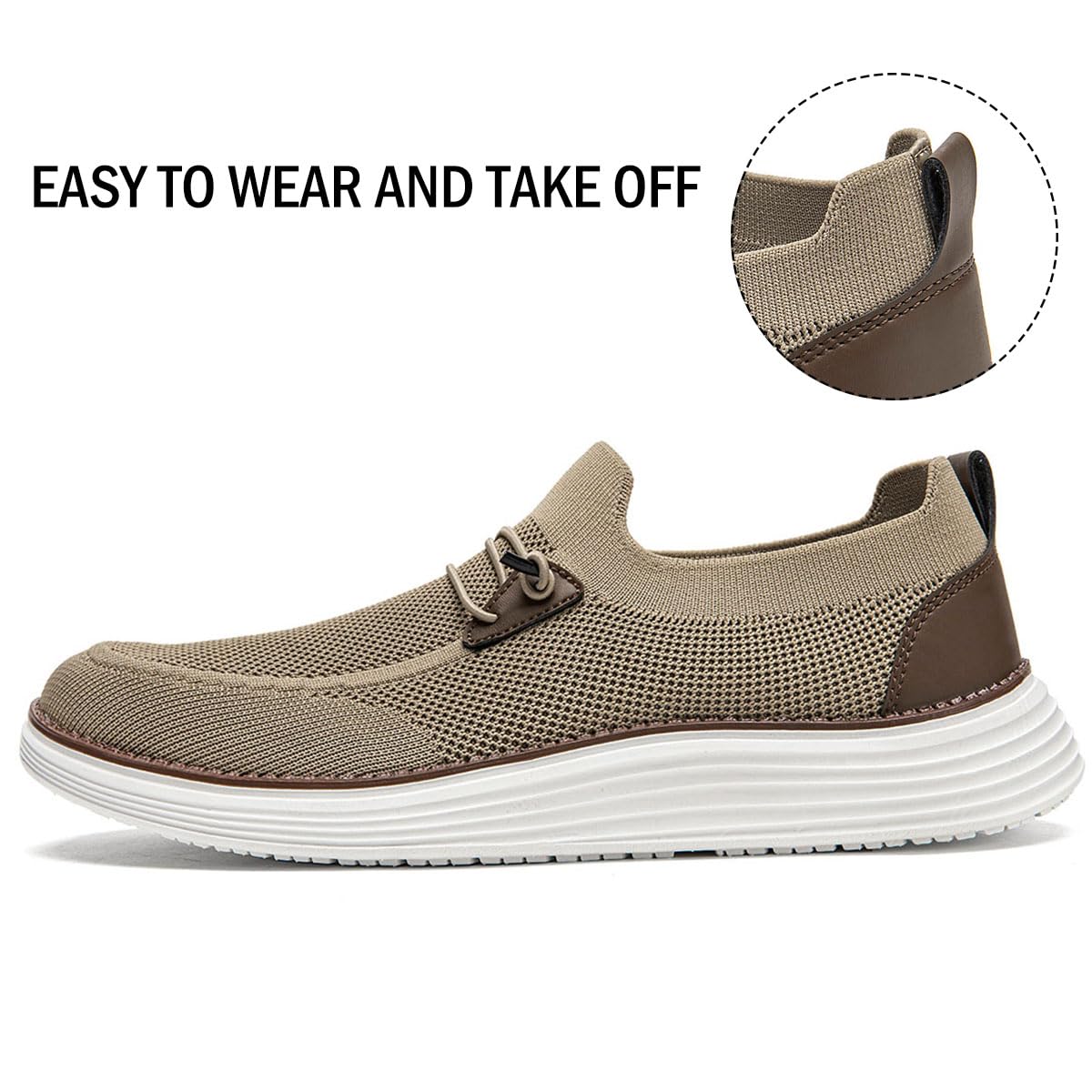 WOHHHW Men's Loafers Slip On Shoes Men Boat Shoes Casual Walking Shoes for Men Comfort Lightweight Breathable Brown Size 11