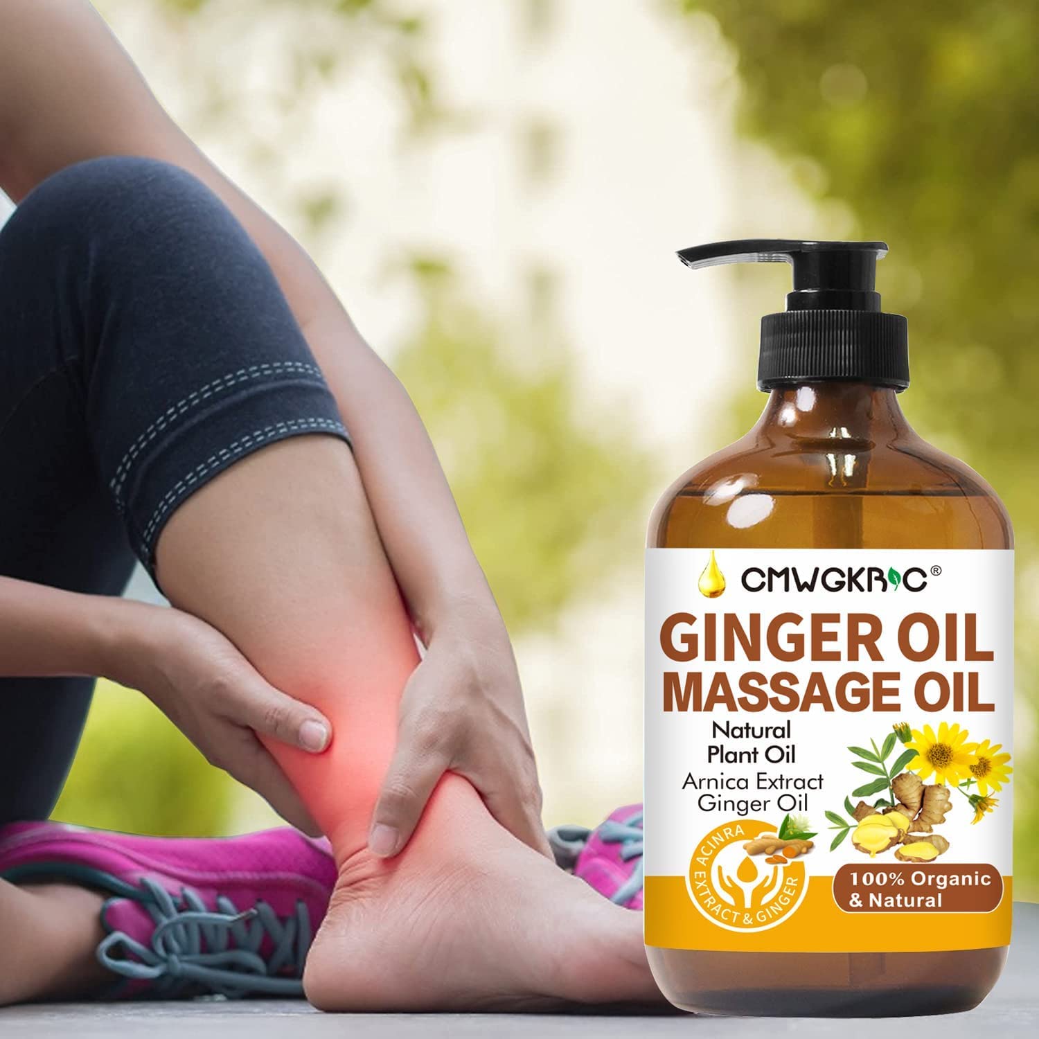 Ginger Oil,Fathers Day Gift,Ginger Massage Oil for Lymphatic Drainage,Natural Body Oil for Skin,Arnica Oil,Sore Muslce Massage Oil,Spa Ginger Oil-Warming and Relaxing for Fathers Day Gift for Husband
