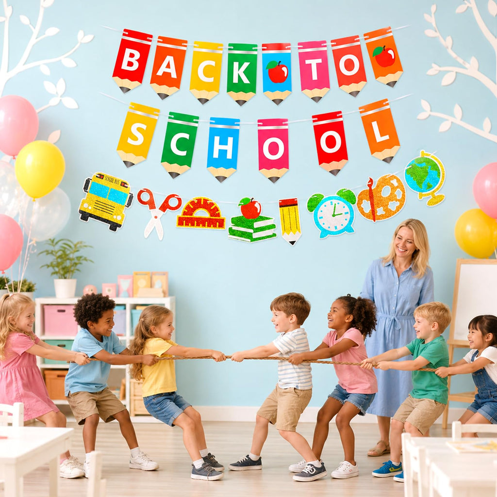 Back to School Decorations Set, First Day of School Banner for Classroom