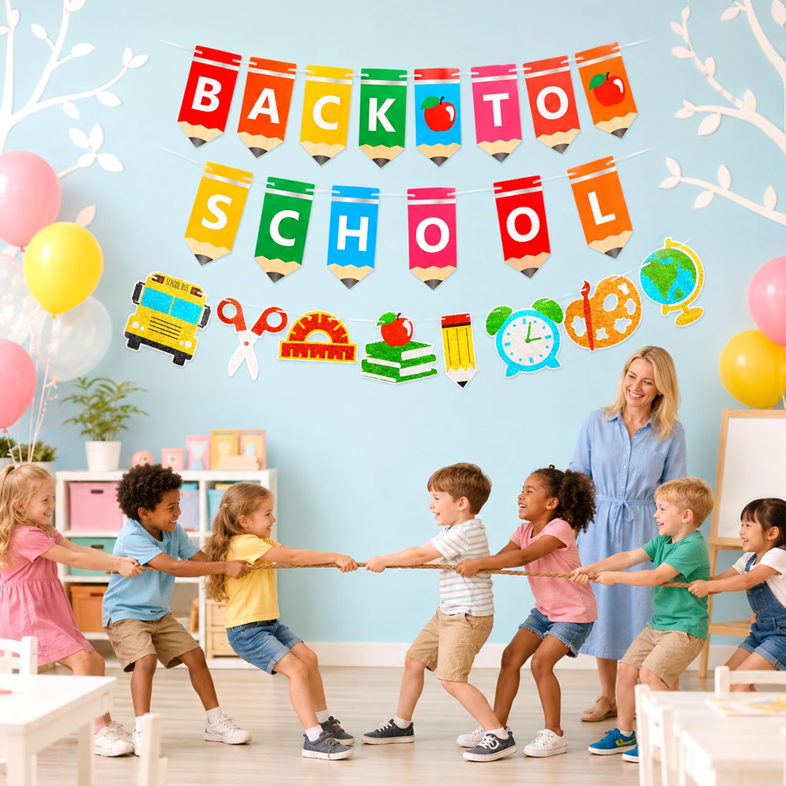 Back to School Decorations Set, First Day of School Banner for Classroom