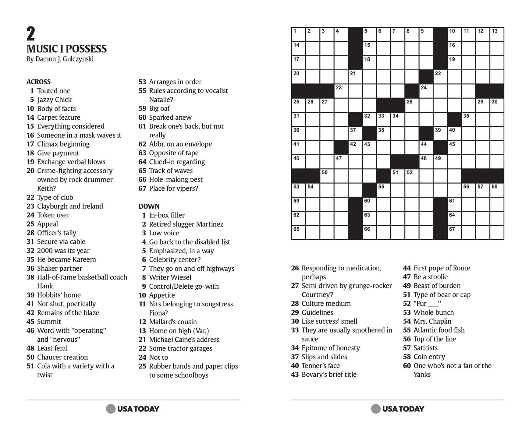 USA TODAY Crossword 2: 200 Puzzles from The Nations No. 1 Newspaper (USA Today Puzzles) (Volume 17)