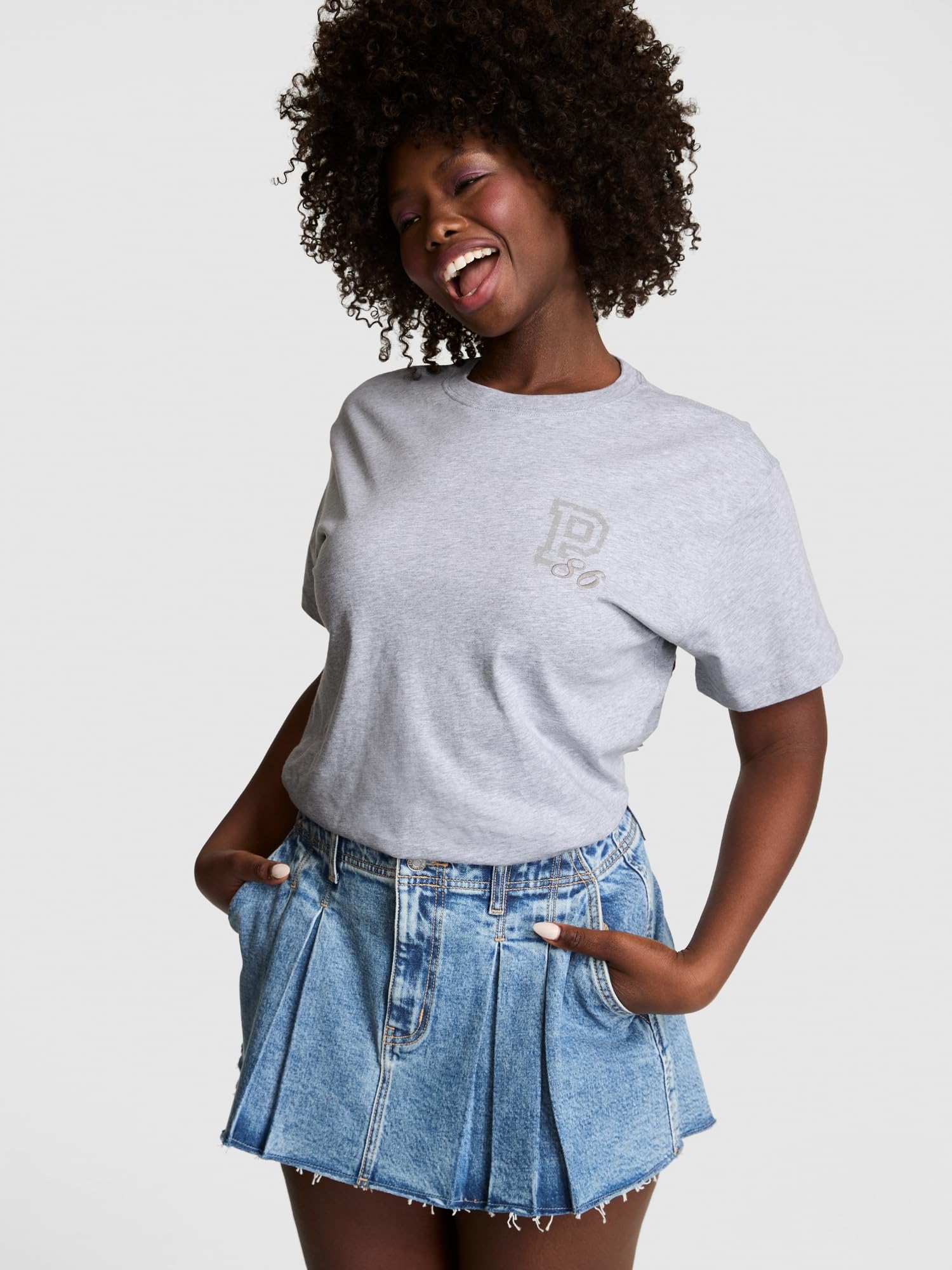 Victoria's Secret Pink Women's Oversized Campus Cotton T-Shirt, VS Medium Heather Grey, (M)