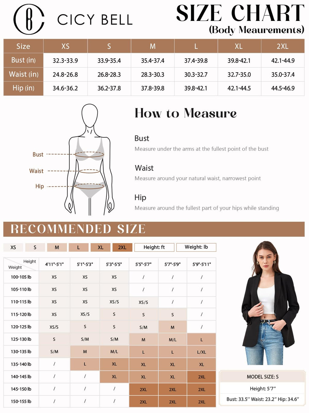 Cicy Bell Womens Casual Blazers Open Front Long Sleeve Work Office Suit Jackets Blazer(Khaki,Medium)