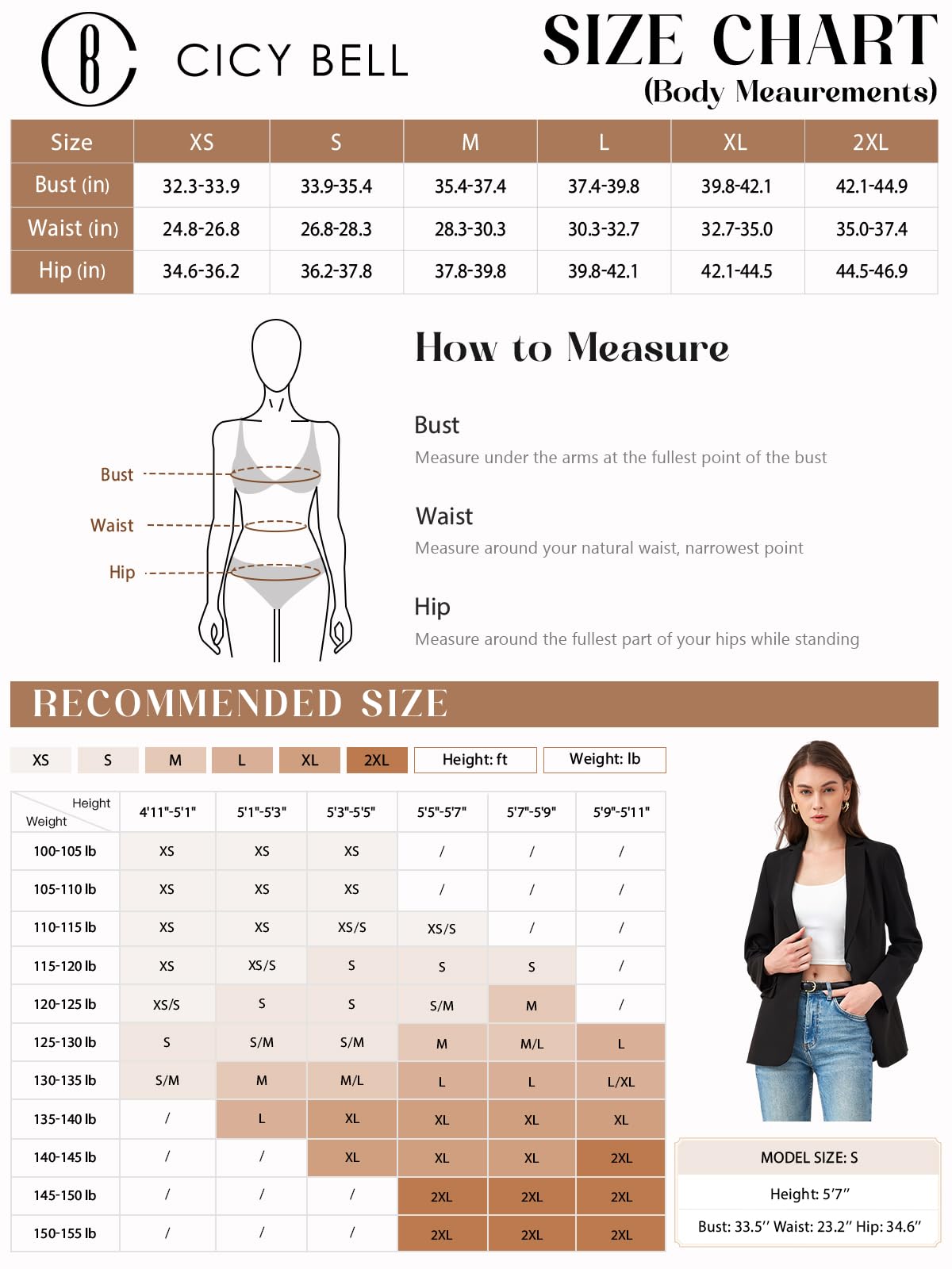 Cicy Bell Womens Casual Blazers Open Front Long Sleeve Work Office Suit Jackets Blazer(Black,Medium)