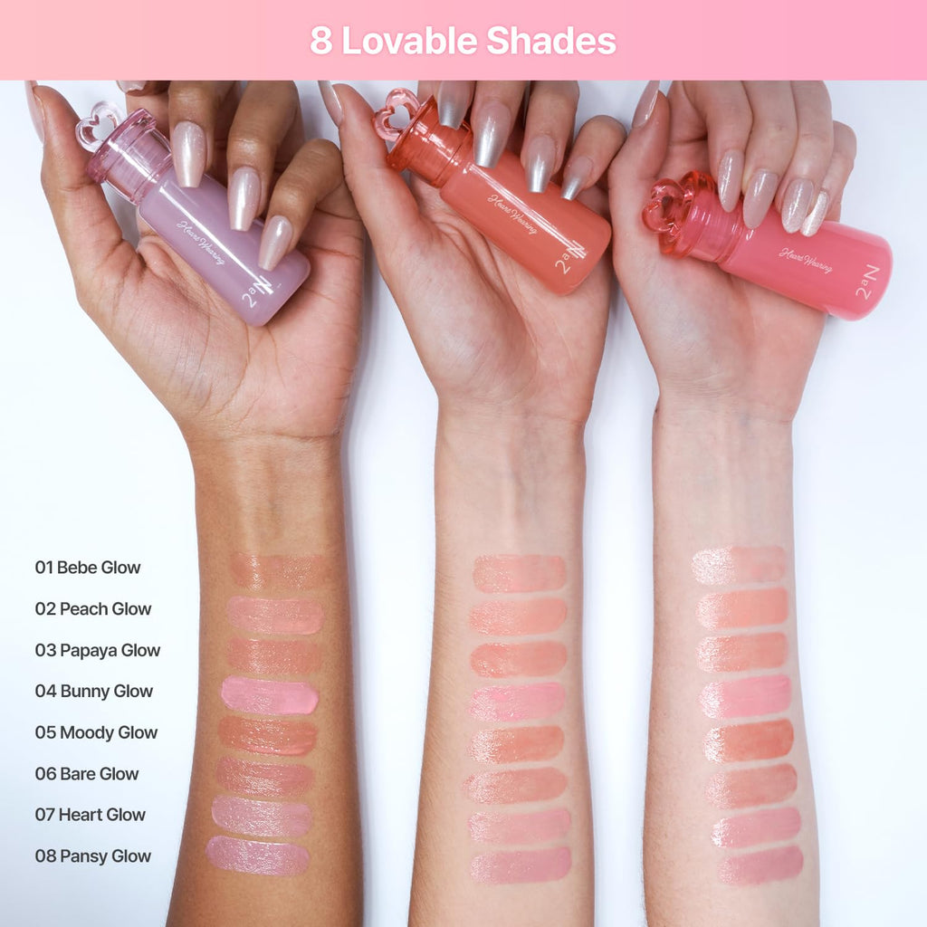 [2aN Heart Wearing Liquid Cheek (0.15oz) – Dewy Liquid Blush with Soft Glow & Clear Layering | Hydrating Essence + Glossy Oil Blend | Buildable, Finger-Blend Texture|8 Vibrant Shades] (02 Peach Glow)