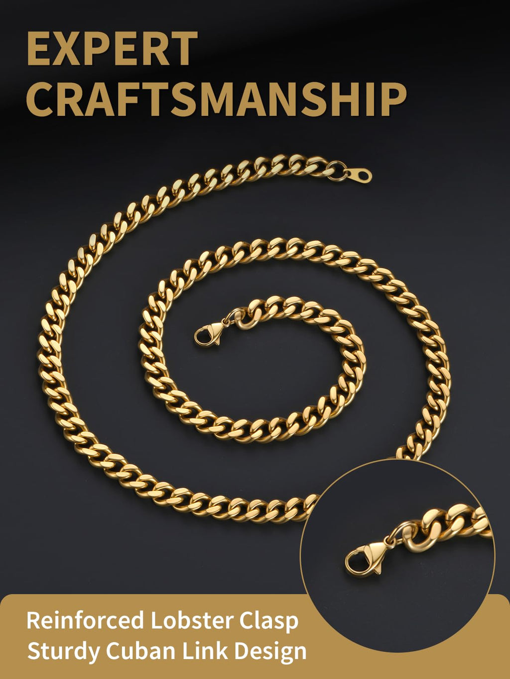 FindChic Rapper Chain Mens Curb Chain Necklace 18K Gold Plated Thick 7MM Heavy Cuban Link Chains for Men Women 20'' Replacement Cross Chain