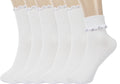 BomKinta Ruffle Socks Women Lightweight Cotton Sock Turn-Cuff Frilly Sock Casual Athletic Crew Socks Gifts White 6 Pairs Size 5-10