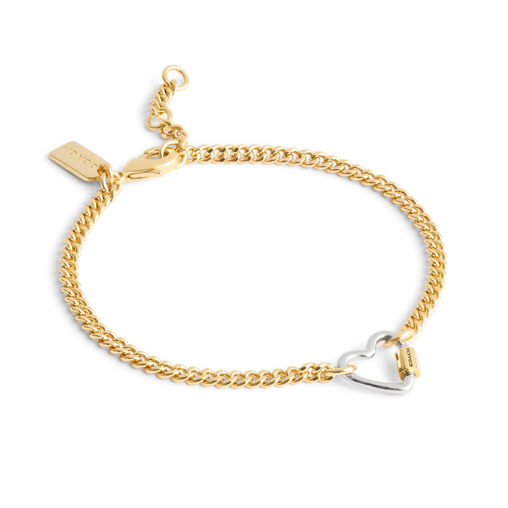 COACH Women's Signature Carabiner Heart Link Bracelet