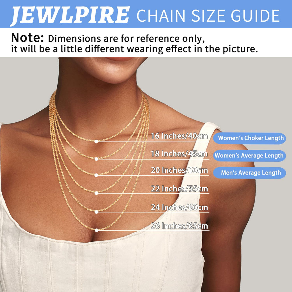 Jewlpire 18k Gold Plated Chain Necklace for Women, 2mm Rope Chains 18k Gold Plated Chain for Women Shiny & Comfortable & Sturdy Womens Chains Necklace 26 Inch