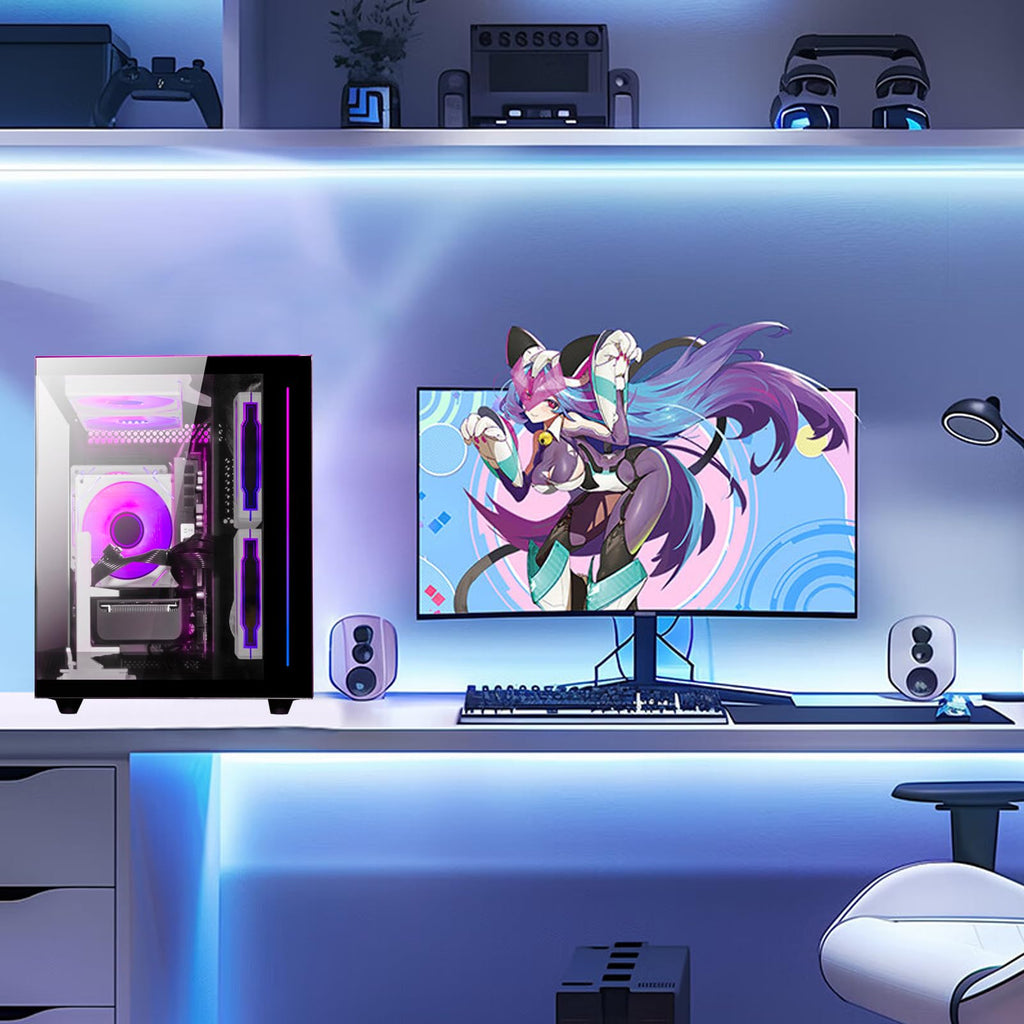 suevery Prebuilt Gaming Desktop Computer | 16G DDR4 RAM | 512G SSD | AMD Ryzen5 6Cores 3.6G Up to 4.1G | RX 560 4G Graphics Card | Wi-Fi 6 | Gamer PC Black