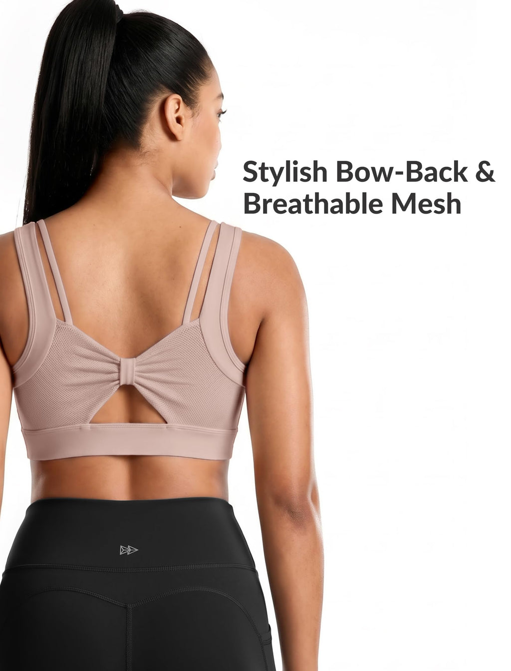 Yvette Front Zip Sports Bra for Women High Support Bow-Back,Pink,XXL D/DDD