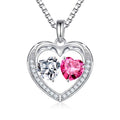 Iefil Jewelry for Women - 925 Sterling Silver Necklace, Birthstone CZ & Lab-Created Pink Sapphire Jewelry, April & October Birthstone Necklace
