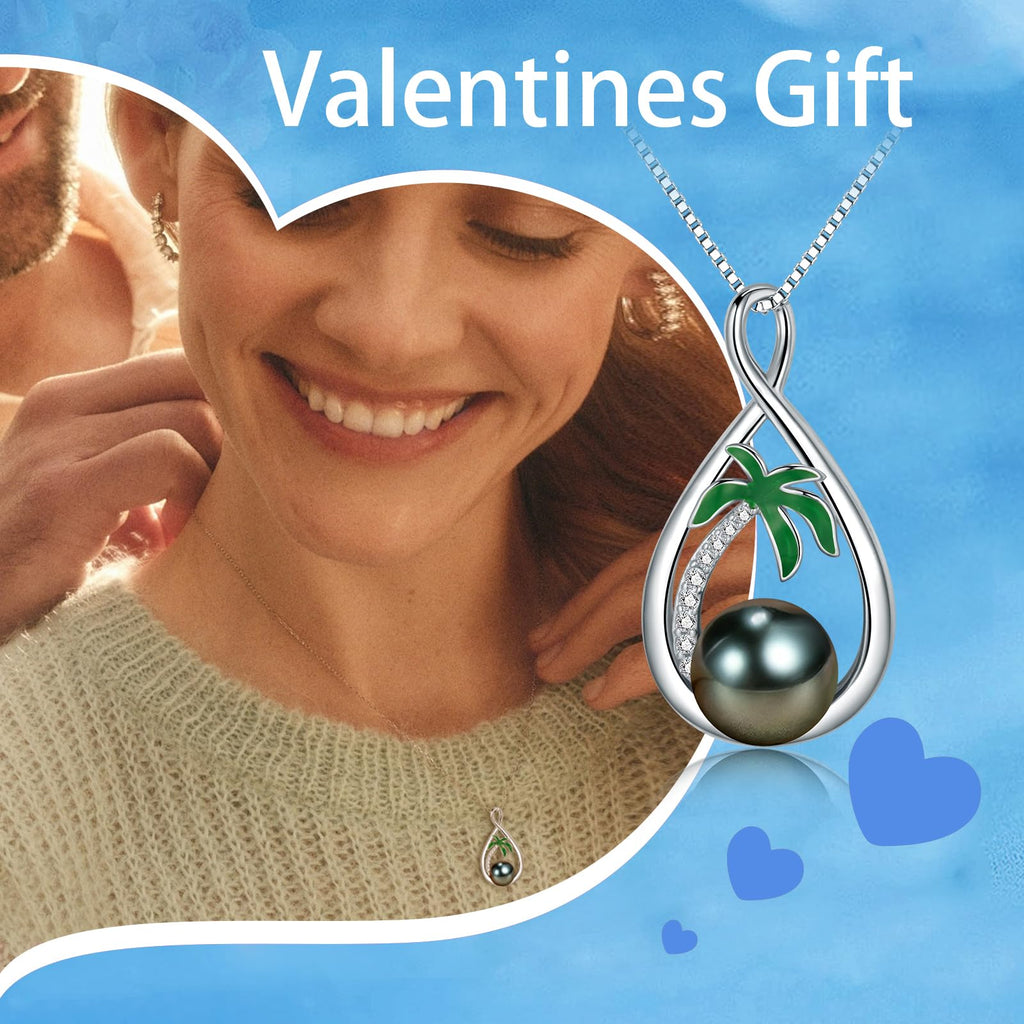 NONNYL Birthday Gifts for Women Wife Gift Anniversary,Tahitian Pearl Necklace, Mothers Day Gifts for Mom Wife Women Jewelry Gift, Christmas Valentine's Day for Her (Tahitian Black Pearl)
