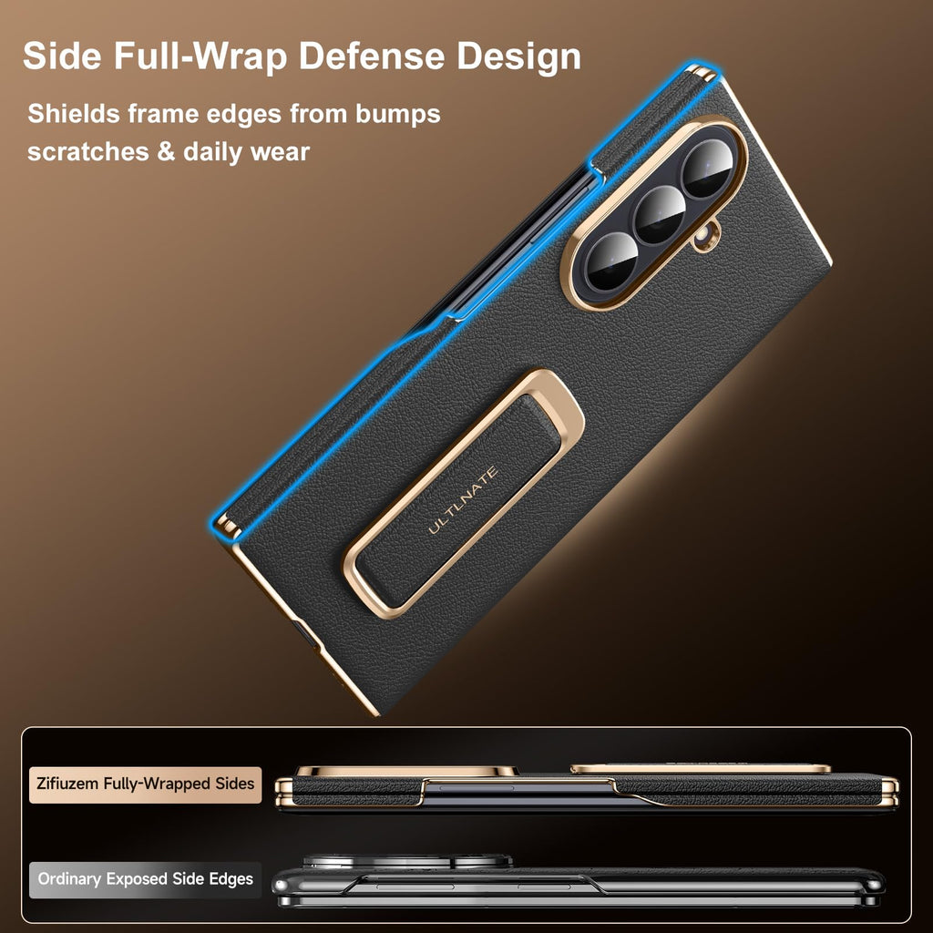 zifiuzem Magnetic Leather Flip Case for Samsung Galaxy Z Fold 8 Ultra with Rotating Stand & Wrist Strap - Full Coverage Shockproof Phone Cover 5G, Black