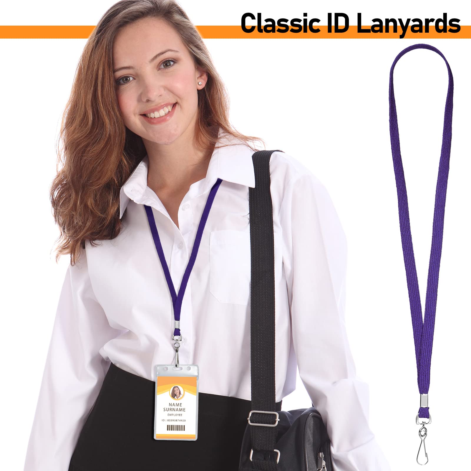 Epakh 200 Pcs Lanyards Bulk for ID Badges Assorted Colors Flat Badge Neck Lanyard with Swivel J Hook Clip for Student Teacher