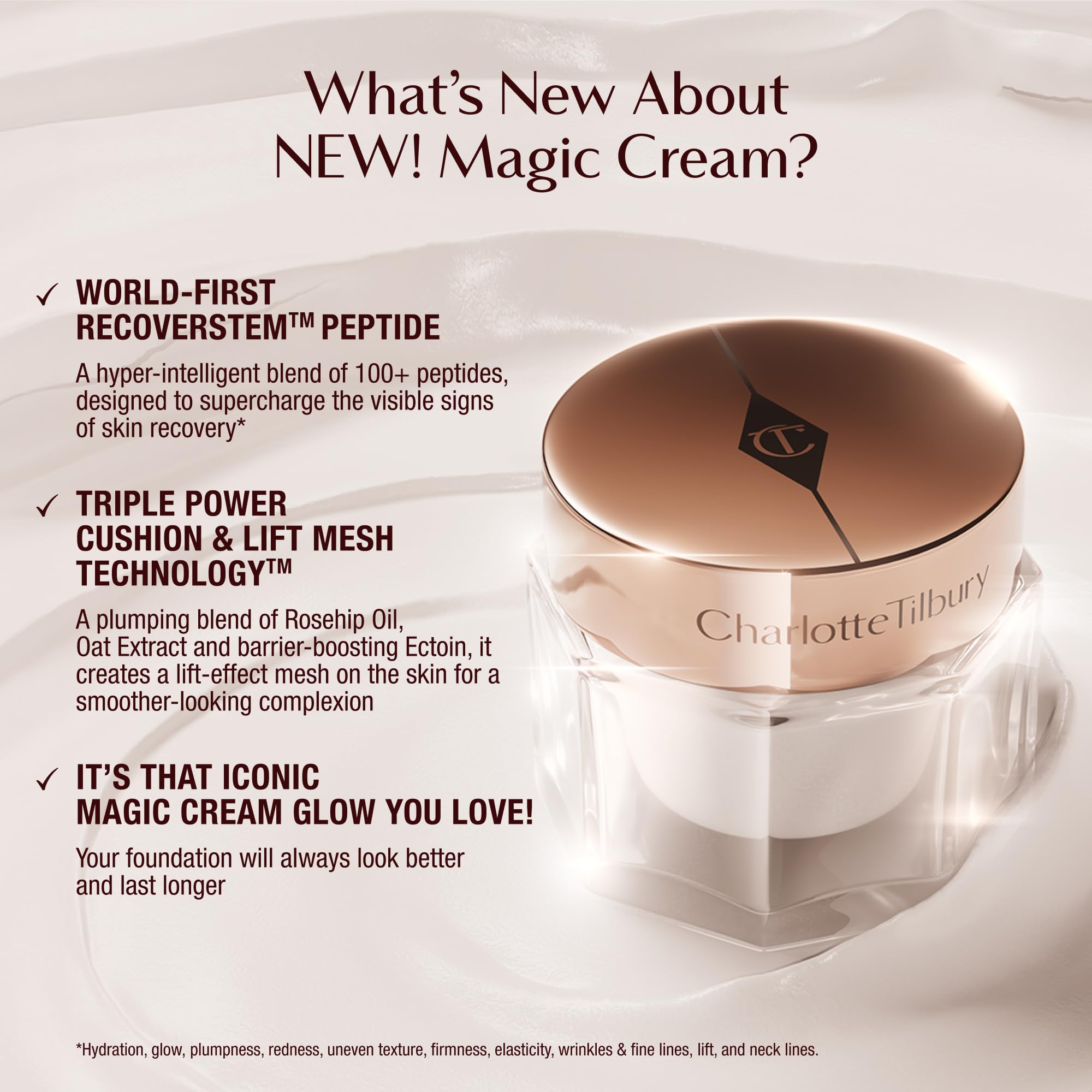 Charlotte Tilbury Magic Cream Daily Face Moisturizer & Primer Refill – Hydrating & Firming with 100+ Peptides & Hyaluronic Acid | Clinically Proven to Boost Skin Barrier (1.69 fl. oz.)